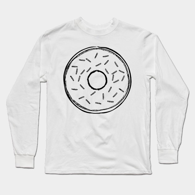 Basic Sketch of Donut Covered with Sprinkles Long Sleeve T-Shirt by InkyArt